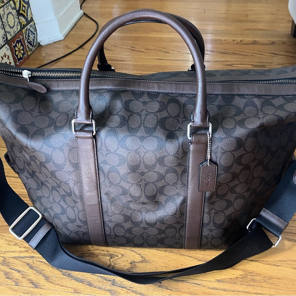 Coach Dark Brown Signature Duffel Bag